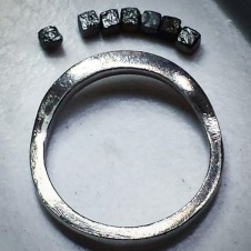 platinum/raw diamond cube ring