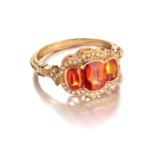 orange sapphire/diamond ring
