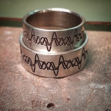 18KW wedding bands w custom engraving